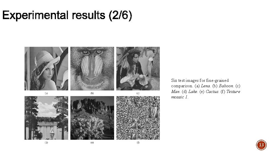 Six test images for fine-grained comparison. (a) Lena. (b) Baboon. (c) Man. (d) Lake. Six test images for fine-grained comparison. (a) Lena. (b) Baboon. (c) Man. (d) Lake.