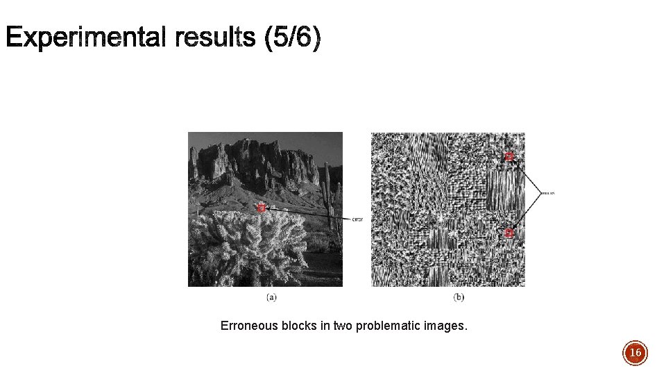 Erroneous blocks in two problematic images. 16 Erroneous blocks in two problematic images. 16