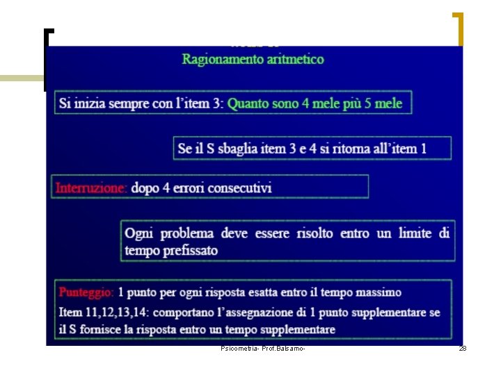 Psicometria- Prof. Balsamo- 28 