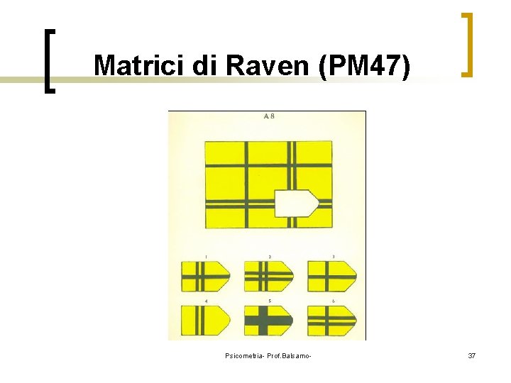 Matrici di Raven (PM 47) Psicometria- Prof. Balsamo- 37 