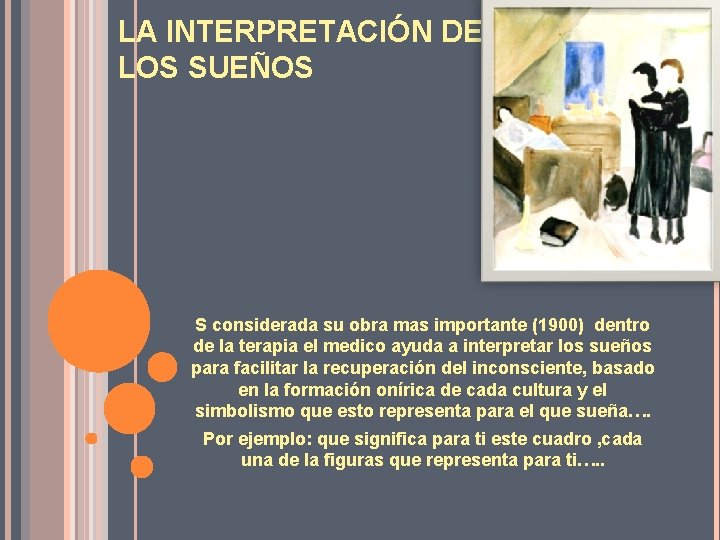 LA INTERPRETACIÓN DE LOS SUEÑOS S considerada su obra mas importante (1900) dentro de LA INTERPRETACIÓN DE LOS SUEÑOS S considerada su obra mas importante (1900) dentro de