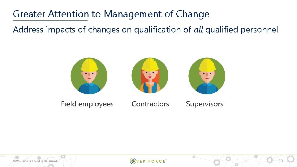 Greater Attention to Management of Change Address impacts of changes on qualification of all
