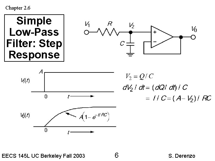 Chapter 2. 6 Simple Low-Pass Filter: Step Response EECS 145 L UC Berkeley Fall