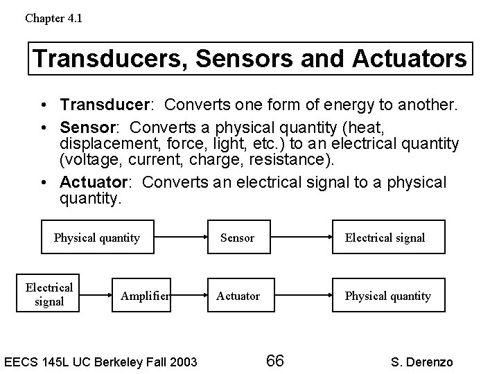 Chapter 4. 1 Transducers, Sensors and Actuators • Transducer: Converts one form of energy
