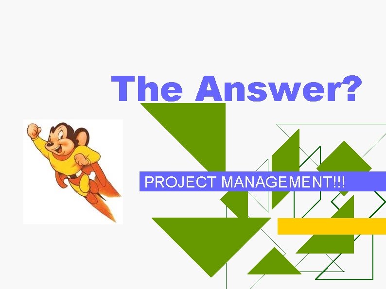 The Answer? PROJECT MANAGEMENT!!! 