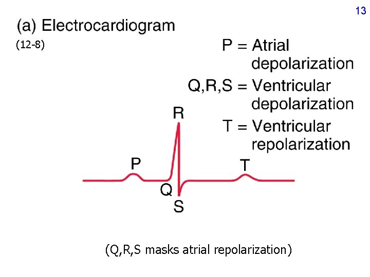 13 (12 -8) (Q, R, S masks atrial repolarization) 13 (12 -8) (Q, R, S masks atrial repolarization)