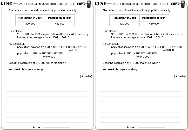 AQA Foundation: June 2018 Paper 2, Q 24 1 AQA Foundation: June 2018 Paper