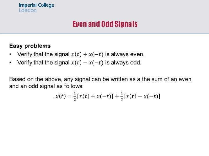Even and Odd Signals 