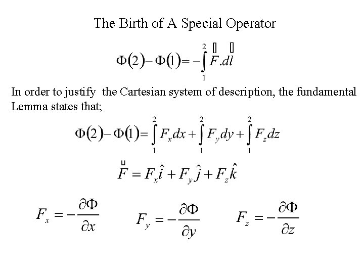 The Birth of A Special Operator In order to justify the Cartesian system of The Birth of A Special Operator In order to justify the Cartesian system of