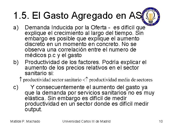 1. 5. El Gasto Agregado en AS a) b) c) Demanda Inducida por la