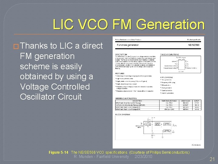 LIC VCO FM Generation � Thanks to LIC a direct FM generation scheme is