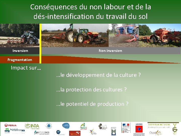 Conséquences du non labour et de la dés-intensification du travail du sol Inversion Non