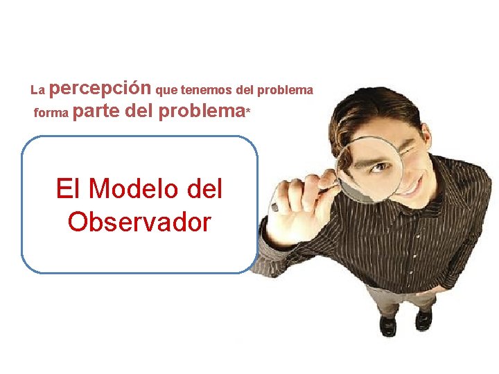 La percepción que tenemos del problema forma parte del problema* El Modelo del Observador