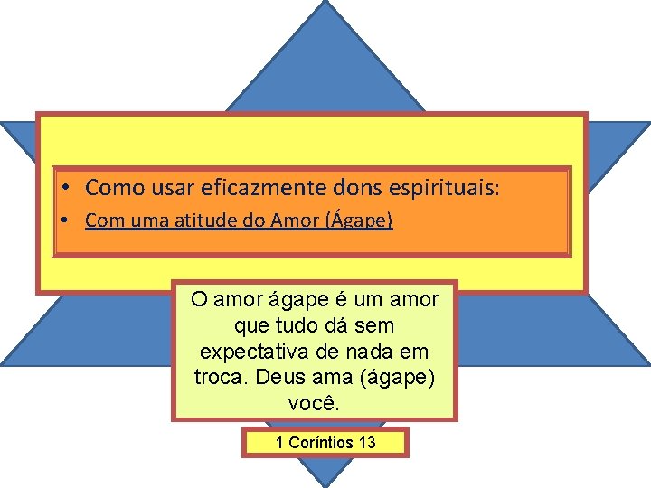  • Como usar eficazmente dons espirituais: • Com uma atitude do Amor (Ágape)