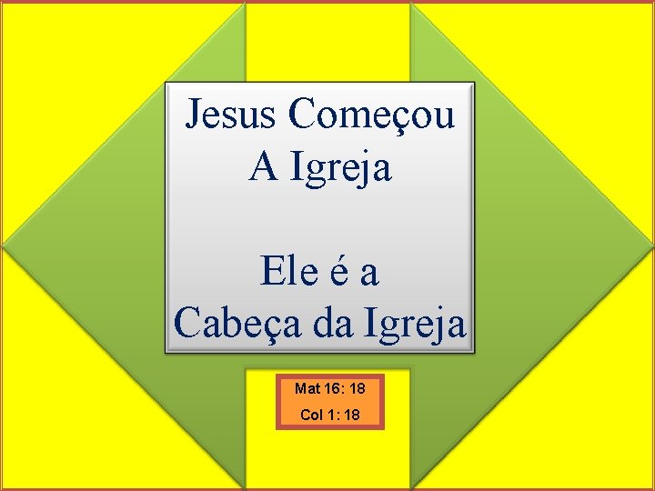 Jesus Começou A Igreja Ele é a Cabeça da Igreja Mat 16: 18 Col