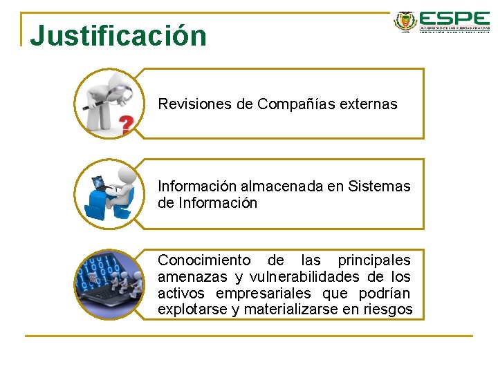 Justificación Revisiones de Compañías externas Información almacenada en Sistemas de Información Conocimiento de las Justificación Revisiones de Compañías externas Información almacenada en Sistemas de Información Conocimiento de las