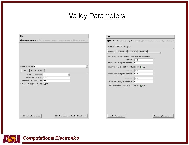 Valley Parameters Computational Electronics 