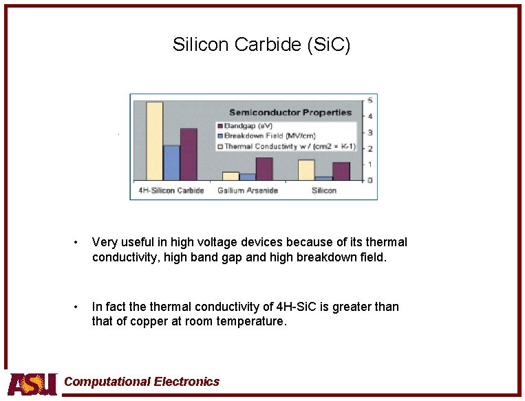 Silicon Carbide (Si. C) • Very useful in high voltage devices because of its