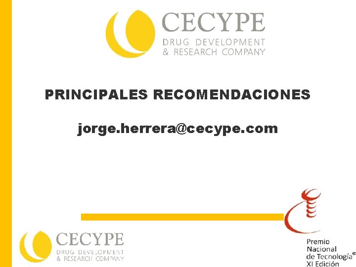 PRINCIPALES RECOMENDACIONES jorge. herrera@cecype. com 