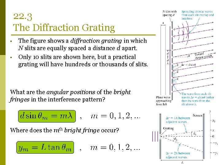 22. 3 The Diffraction Grating § § The figure shows a diffraction grating in