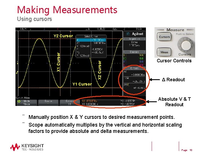 Making Measurements Using cursors X 2 Cursor X 1 Cursor Y 2 Cursor Y