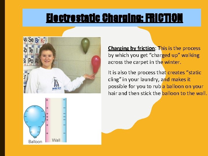 Electrostatic Charging: FRICTION Charging by friction: This is the process by which you get