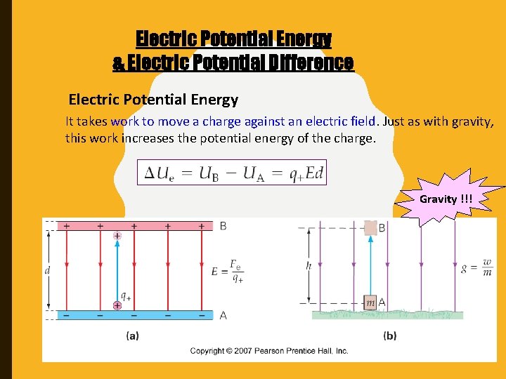 Electric Potential Energy & Electric Potential Difference Electric Potential Energy It takes work to