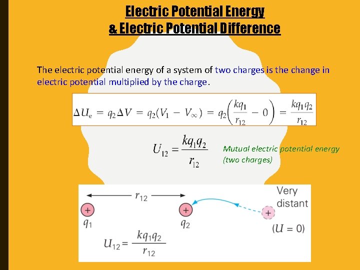 Electric Potential Energy & Electric Potential Difference The electric potential energy of a system