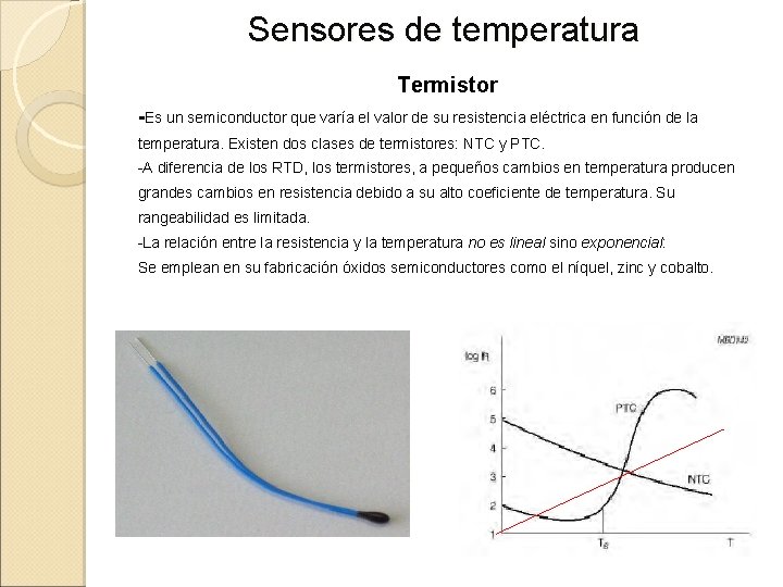 Sensores de temperatura Termistor -Es un semiconductor que varía el valor de su resistencia