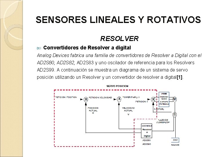SENSORES LINEALES Y ROTATIVOS RESOLVER Convertidores de Resolver a digital Analog Devices fabrica una