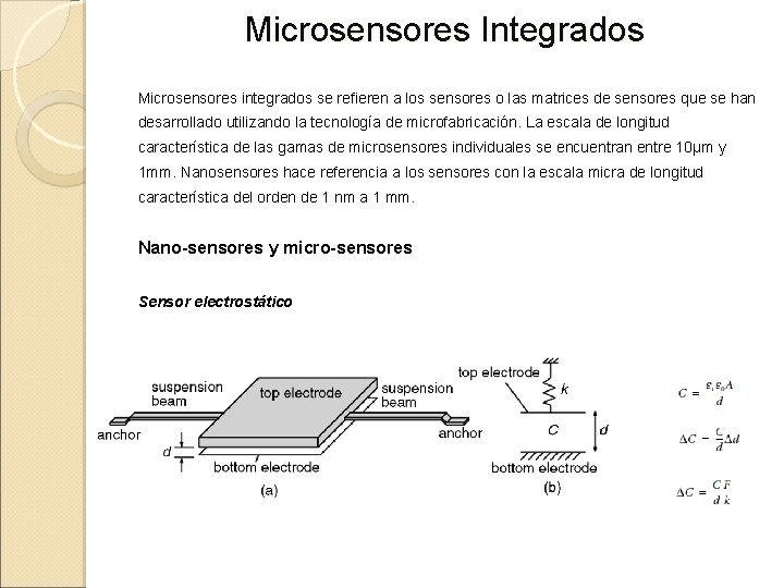 Microsensores Integrados Microsensores integrados se refieren a los sensores o las matrices de sensores