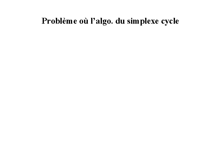 Problème où l’algo. du simplexe cycle 