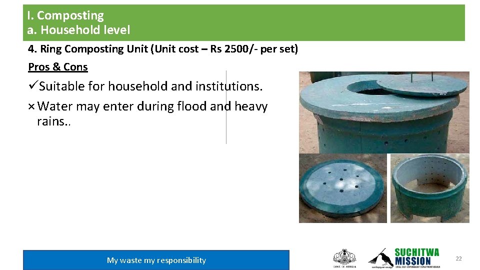 I. Composting a. Household level 4. Ring Composting Unit (Unit cost – Rs 2500/-