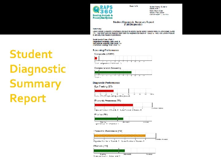 Student Diagnostic Summary Report 