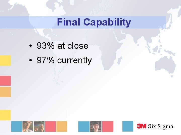 Final Capability • 93% at close • 97% currently Six Sigma 