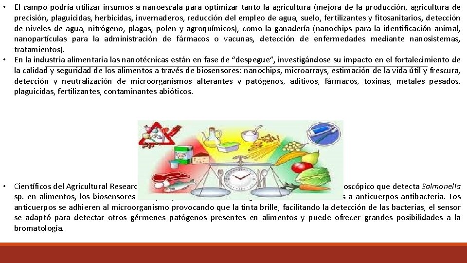  • El campo podría utilizar insumos a nanoescala para optimizar tanto la agricultura