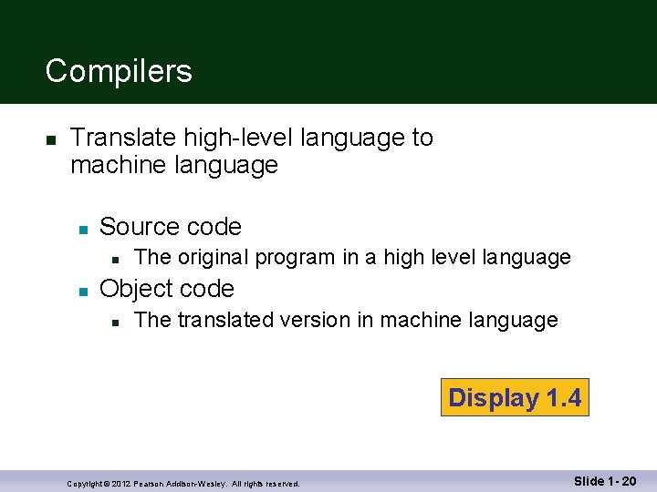 Compilers n Translate high-level language to machine language n Source code n n The
