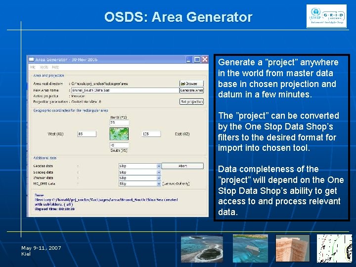 OSDS: Area Generator Generate a ”project” anywhere in the world from master data base