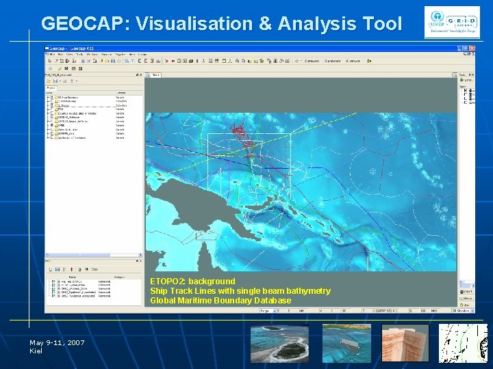 GEOCAP: Visualisation & Analysis Tool Brunei ETOPO 2: background Ship Track Lines with single