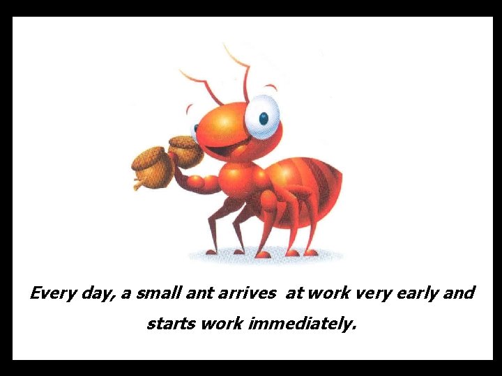 Every day, a small ant arrives at work very early and starts work immediately.