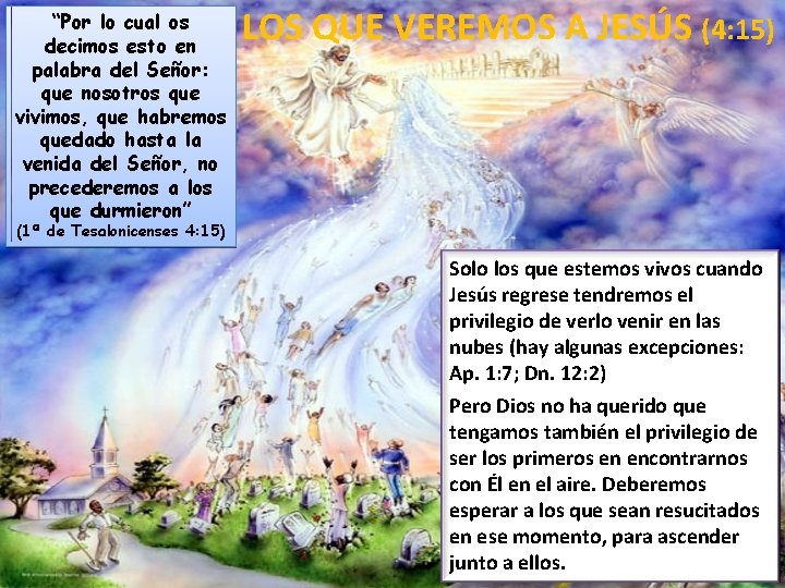 “Por lo cual os decimos esto en palabra del Señor: que nosotros que vivimos, “Por lo cual os decimos esto en palabra del Señor: que nosotros que vivimos,