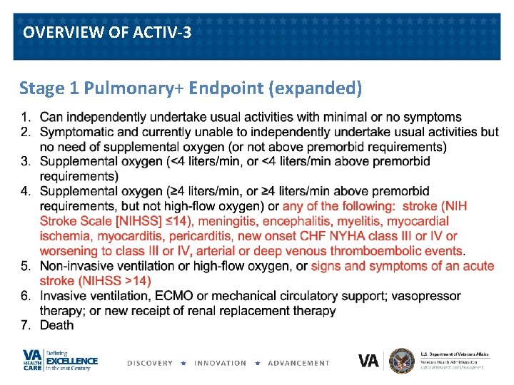 OVERVIEW OF ACTIV-3 Stage 1 Pulmonary+ Endpoint (expanded) 