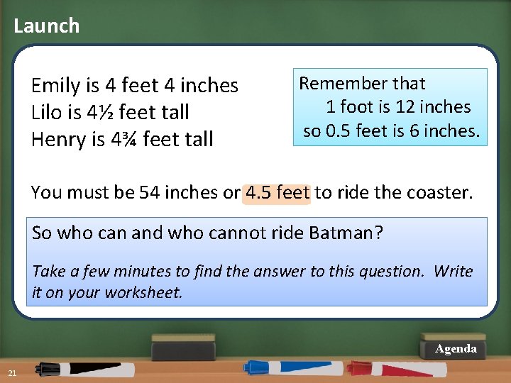 Launch Emily is 4 feet 4 inches Lilo is 4½ feet tall Henry is