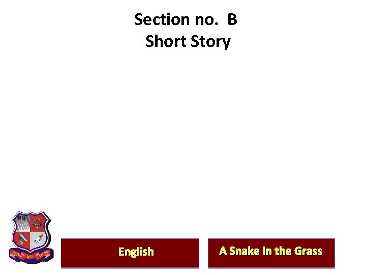Section no. B Short Story English A Snake in the Grass 