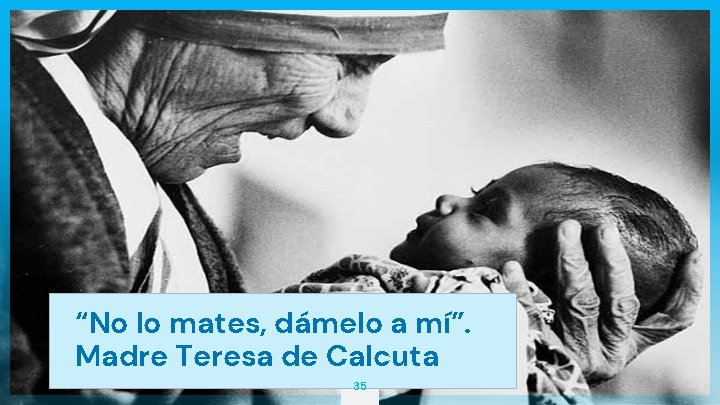 “No lo mates, dámelo a mí”. Madre Teresa de Calcuta 35 