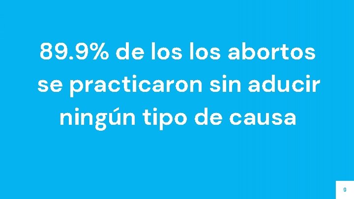 89. 9% de los abortos se practicaron sin aducir ningún tipo de causa 9