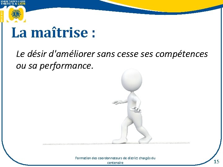 La maîtrise : Le désir d'améliorer sans cesse ses compétences ou sa performance. Formation