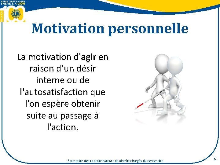 Motivation personnelle La motivation d'agir en raison d’un désir interne ou de l'autosatisfaction que