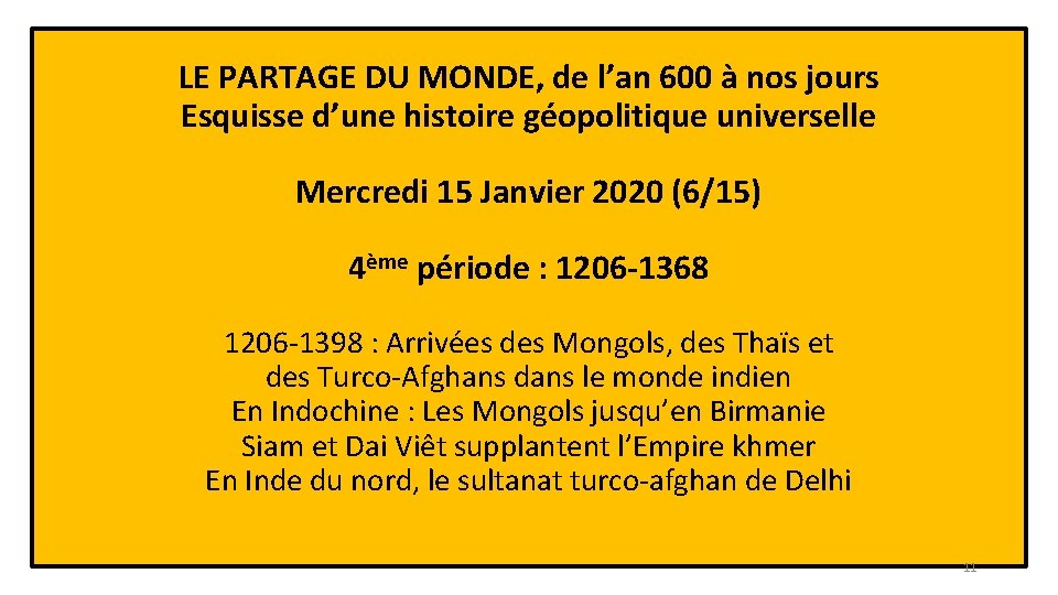 LE PARTAGE DU MONDE, de l’an 600 à nos jours Esquisse d’une histoire géopolitique