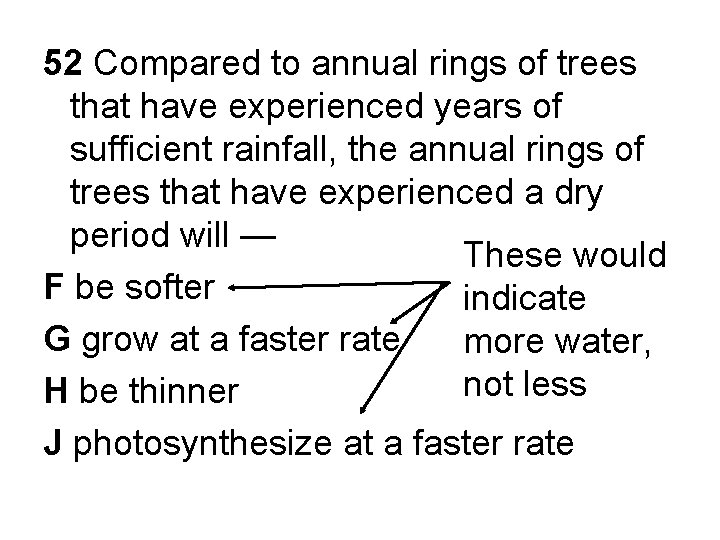 52 Compared to annual rings of trees that have experienced years of sufficient rainfall,